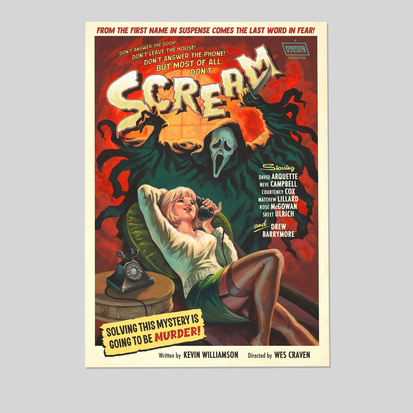 Movie Poster- Vintage Scream Movie Poster, Wes Craven 1966 Film Wall Art Poster Size 24''x36''