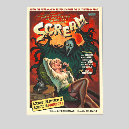 Movie Poster- Vintage Scream Movie Poster, Wes Craven 1966 Film Wall Art Poster Size 24''x36''