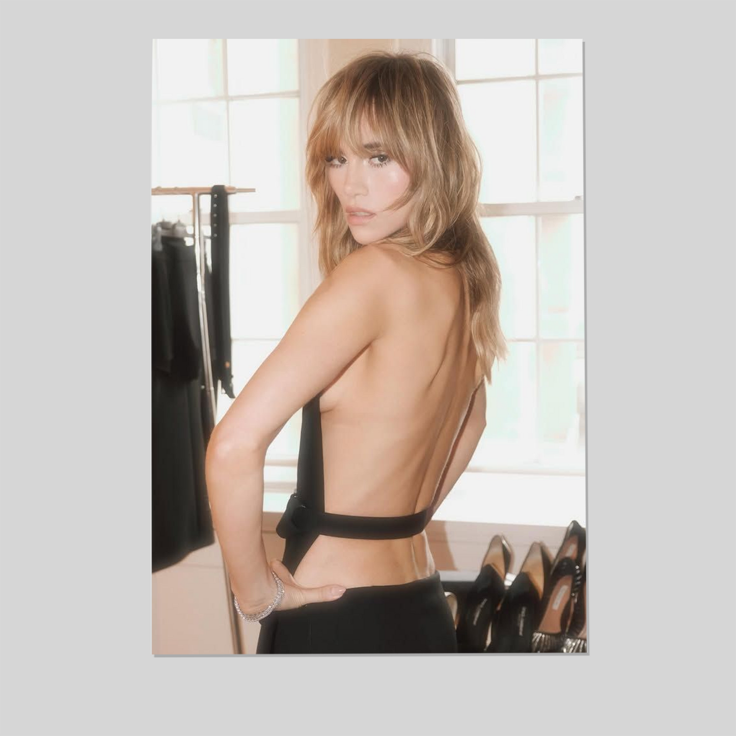 Suki Waterhouse Tailoring Black Style Poster, One Sheet Wall Size 24''x36''