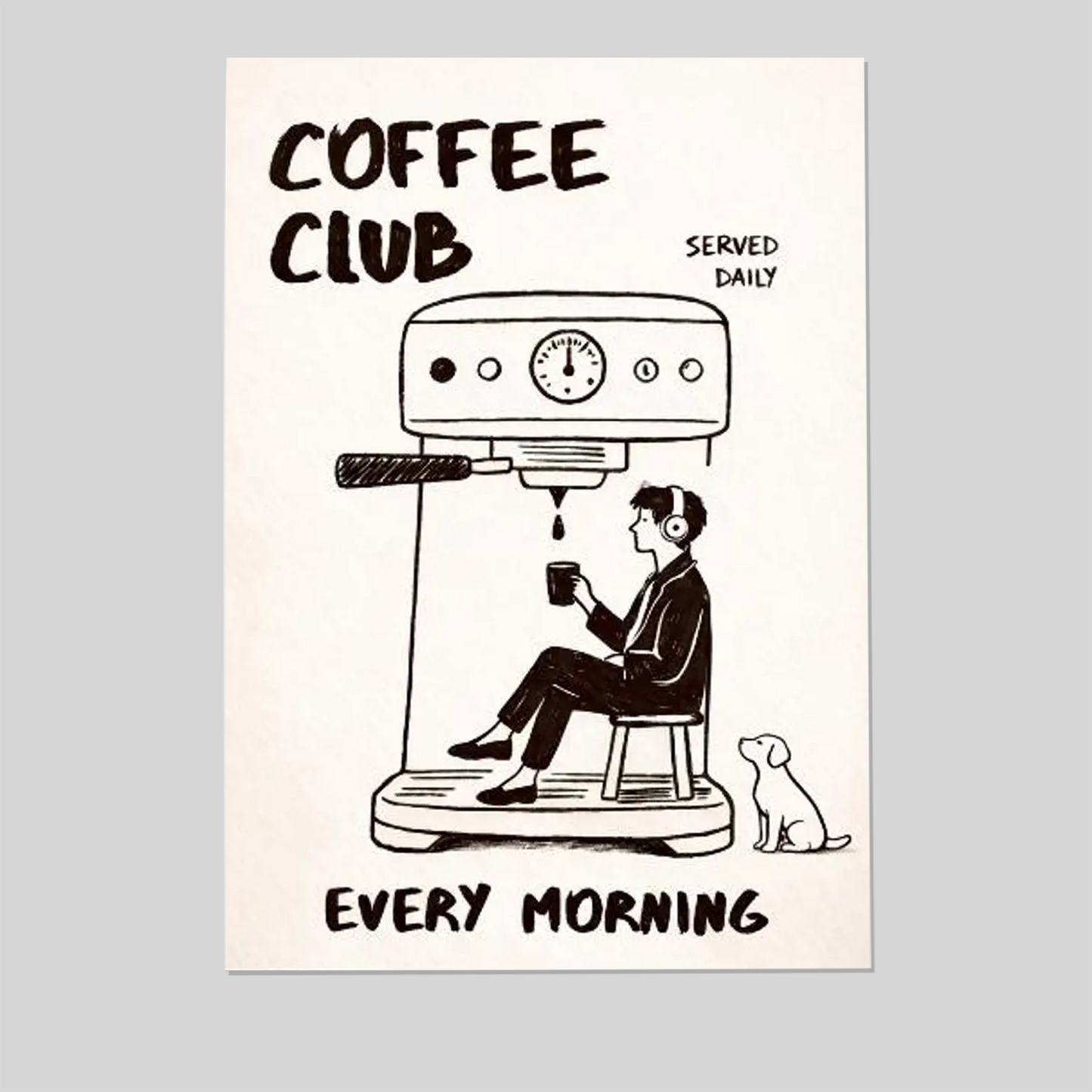 Coffee Club Art Print | Espresso Poster | Blue Kitchen Decor | Cafe Wall Art Style 1