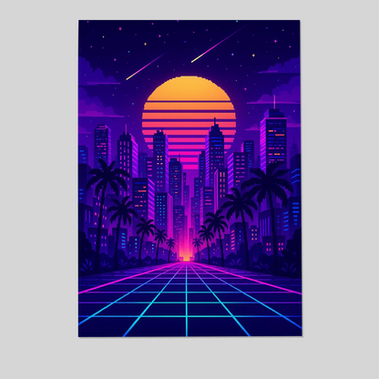 Neon Skyline 1984 – Retro City Glow Poster