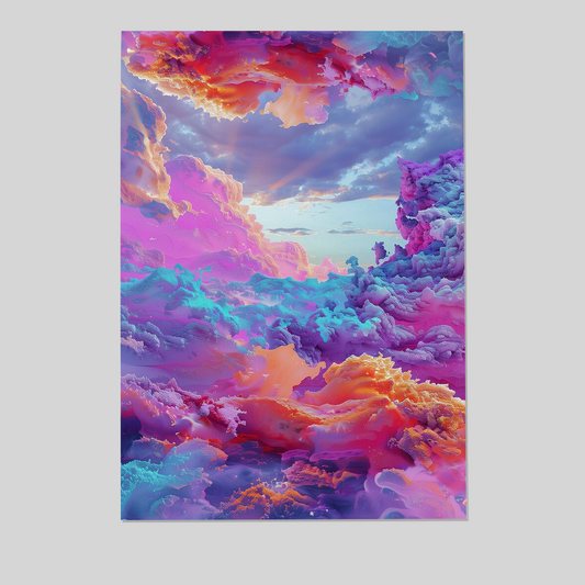 Clouds Wall Art, Abstract Art Print, Colourful Clouds Wall Art Poster