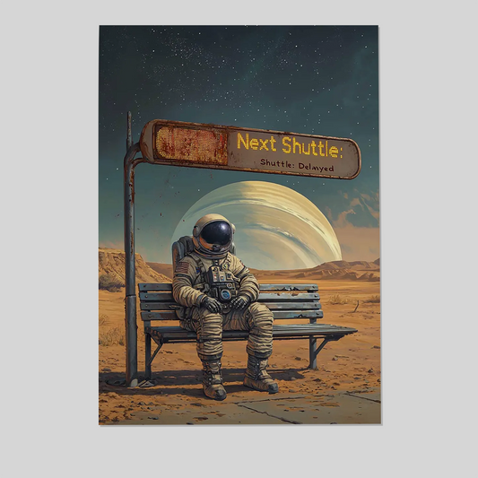 Retro Sci-Fi Poster, 70s Surreal Cosmic Decor, Futuristic Space Poster, Vintage Landscape Print, Space Artwork for Bedroom