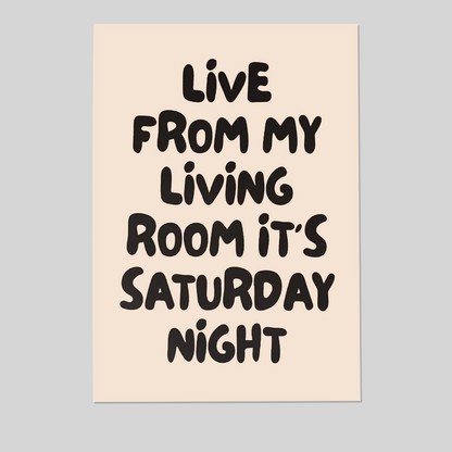 Funny Apartment Art Print: Retro Living Room Typography