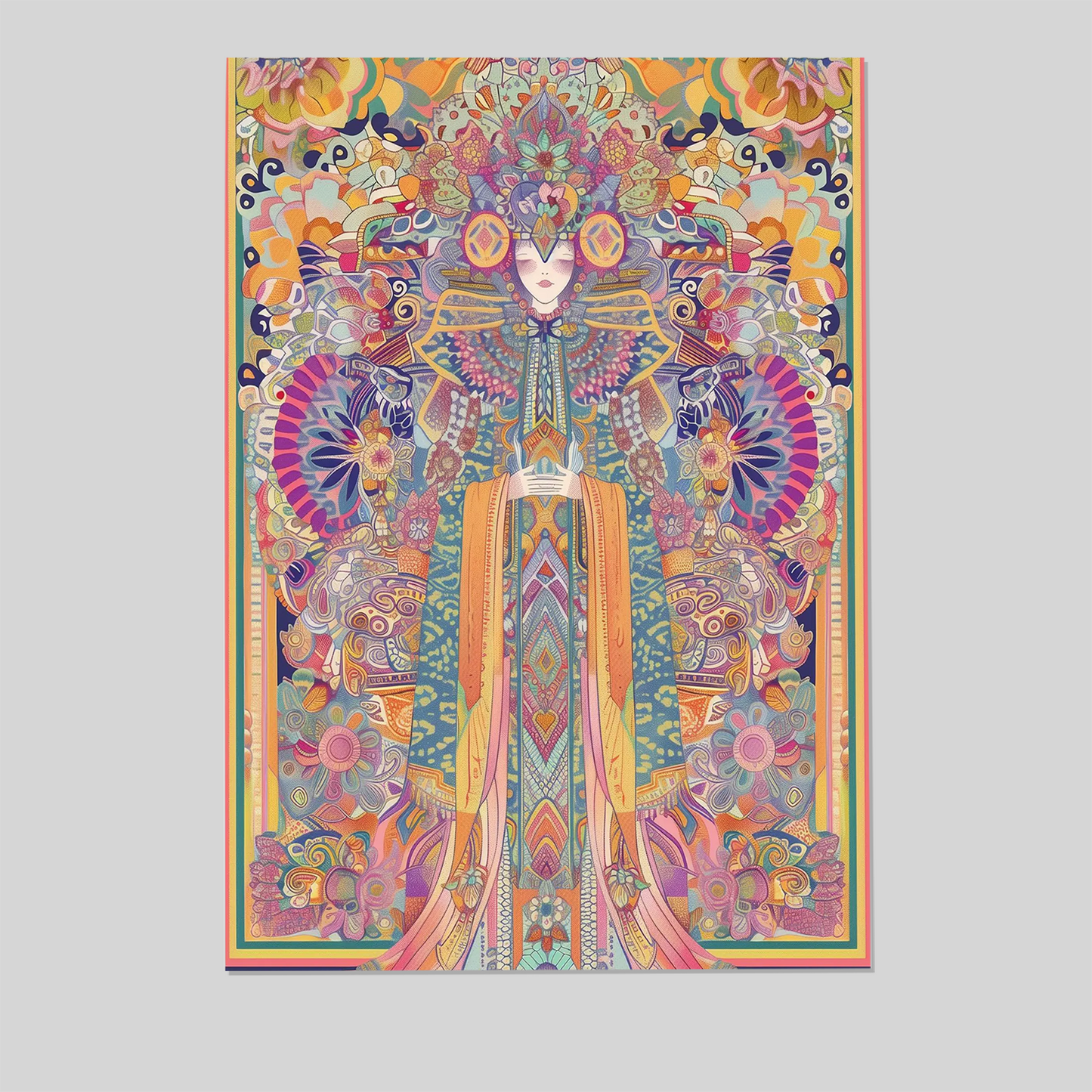 Mystical Goddess Art Print: Psychedelic Mandala Poster