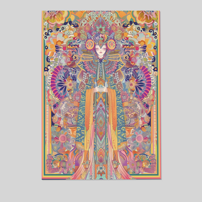 Mystical Goddess Art Print: Psychedelic Mandala Poster