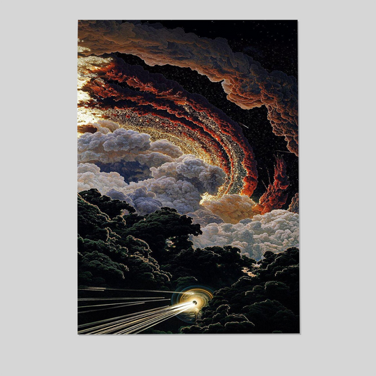 Surreal Cosmic Phenomenon Poster, Deep Space Nebula Wall Art, Galaxy Landscape Canvas