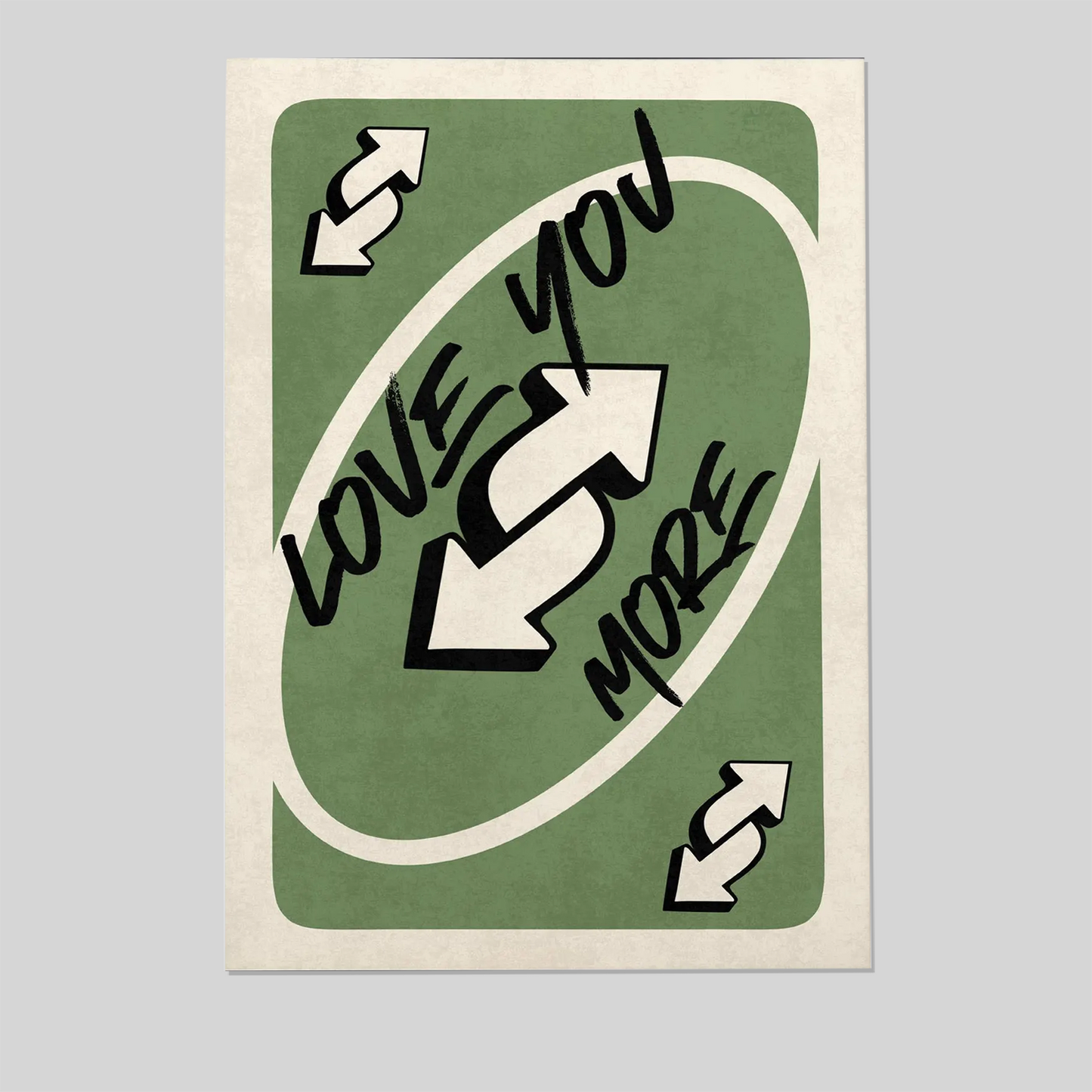 Love You More Poster, Green Retro Wall Art Poster Size 24''x36''