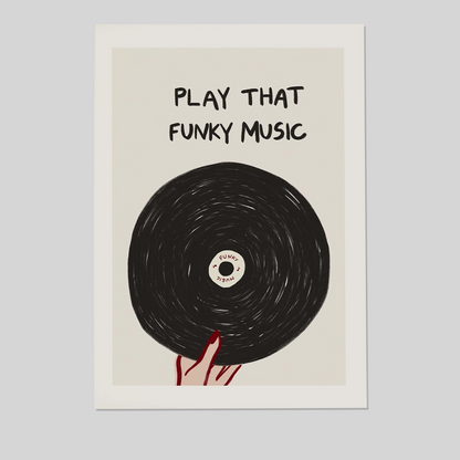 Play That Music Wall Art, Retro Vinyl Poster, Retro Record Print, Music Wall Art, Record Player Art Print, Groovy Music Print
