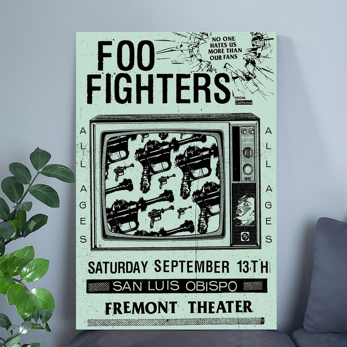Foo Fighters September 13th 2025 San Luis Obispo Fremont Theater Green Poster Size 24''x36''