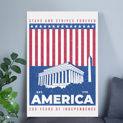 Vintage Baseball Poster, America's 250th Anniversary Tribute, Patriotic Sports Wall Art