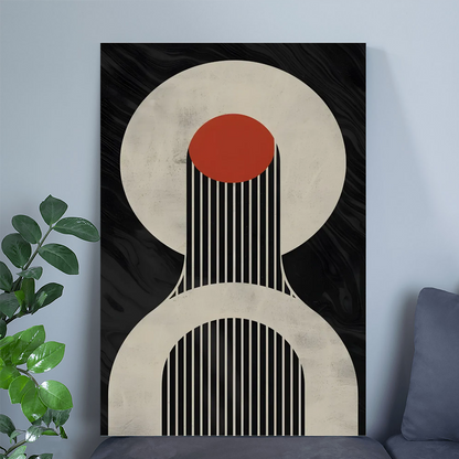 Brutalist Abstract Wall Art Print, Black Beige Red Geometric Poster, Vertical Line Minimalist Design, Modern Printable Bold Home Decor