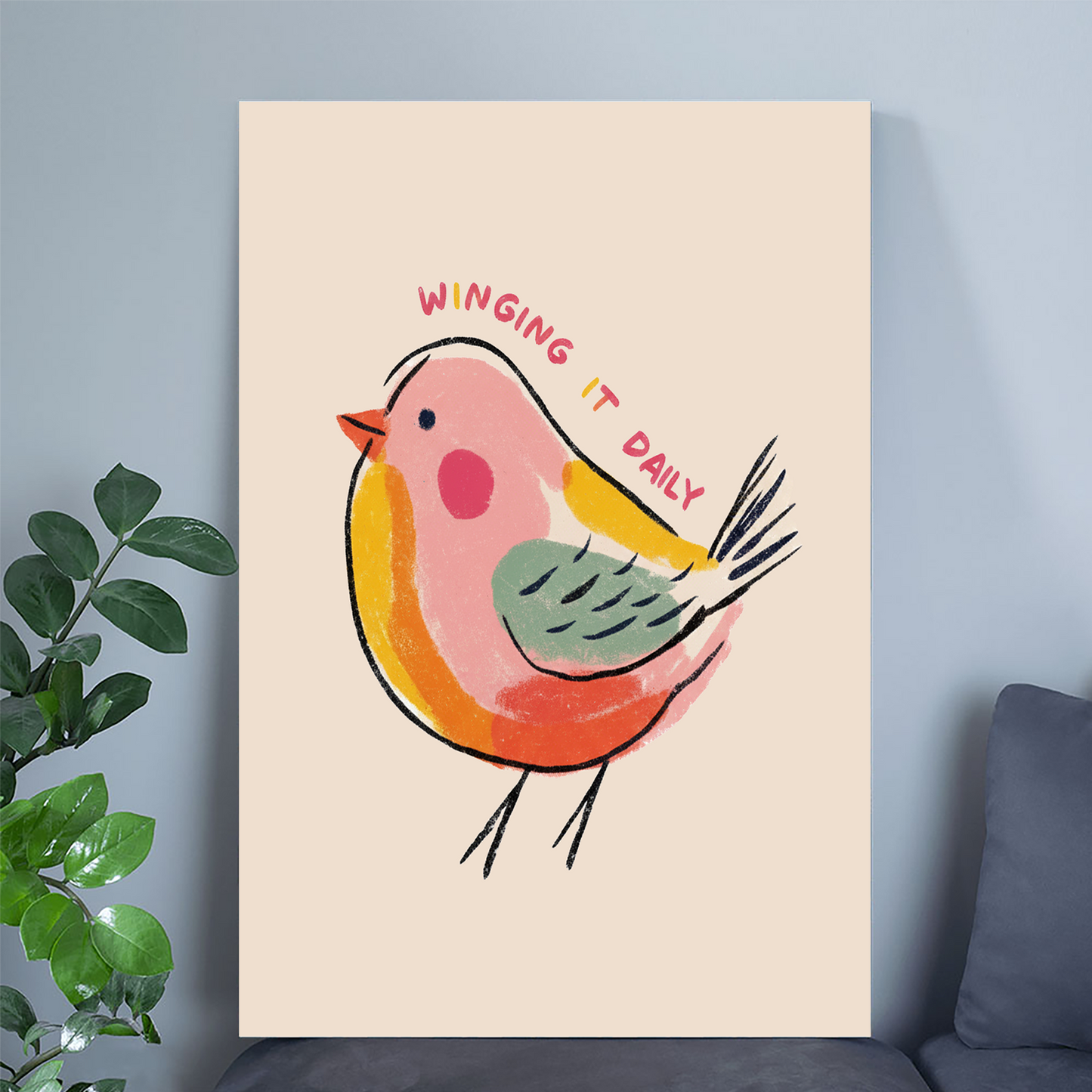Winging It - Colourful Art - Funny Poster - Typography Art - Punny Prints