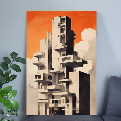 Abstract Wall Art | Brutalist Architecture Print | Vintage Minimalist Design | Minimal Illustration | Light And Shade | Retro Brutalism Art