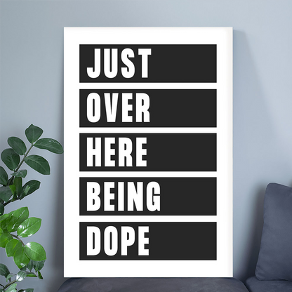 Just Over Here Being Wall Art Printable, Black And White Word Art, Minimalist Typography, Wall Decor Gift
