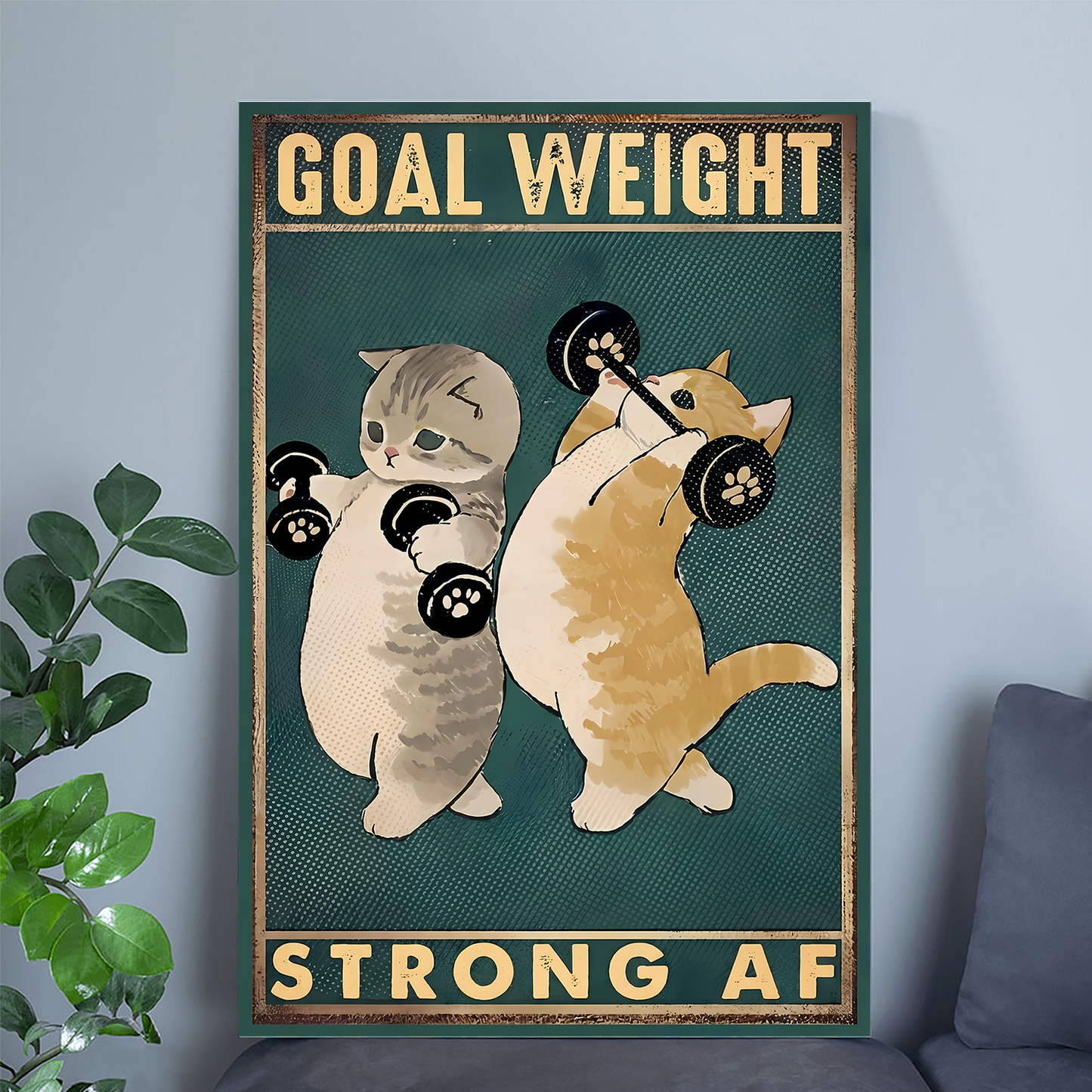 Home Decor- Cat Gym Room Art Poster, One Sheet Wall Size 24''x36''