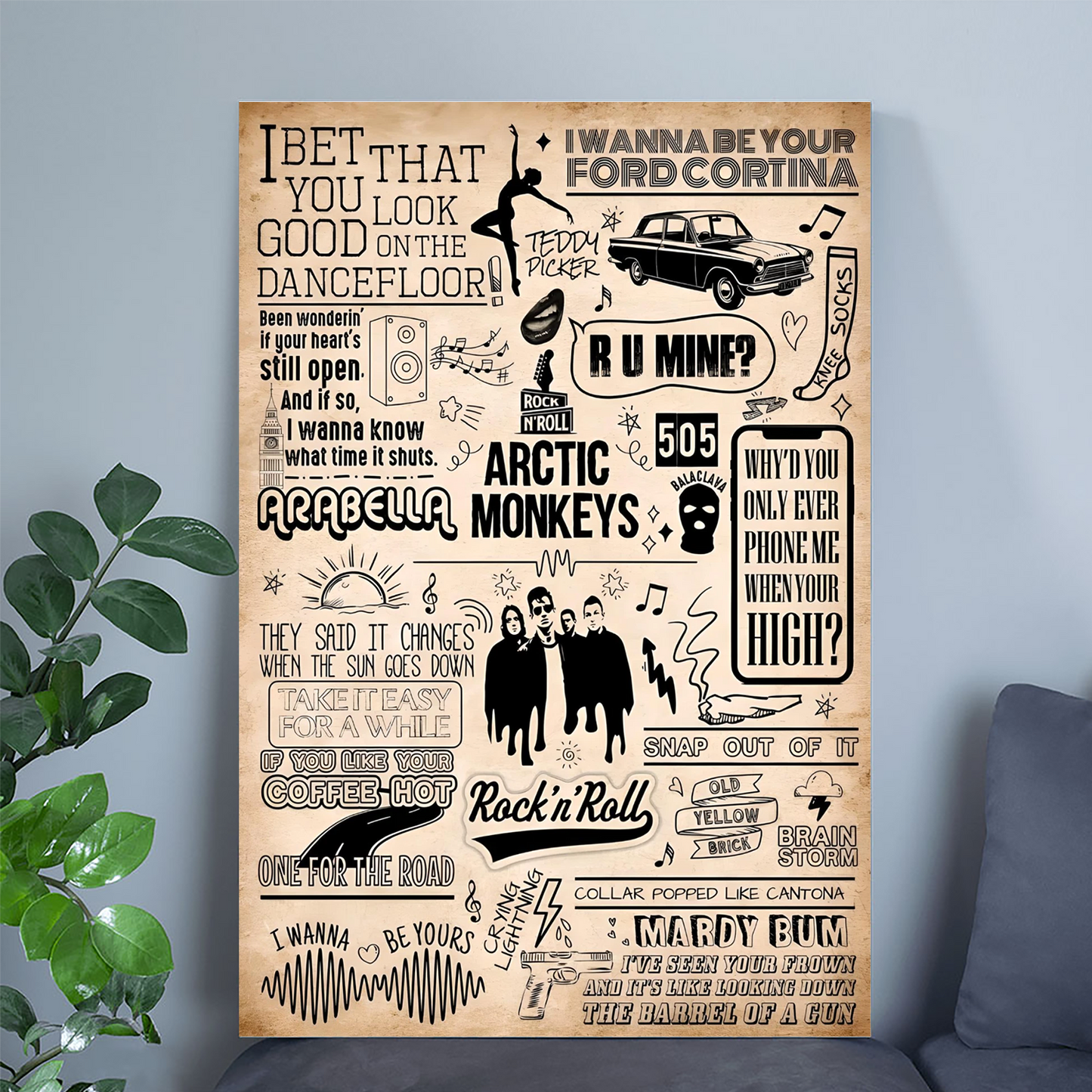Music Poster- Arctic Monkeys Music Concert Souvenir Wall Art Poster Size 24''x36''