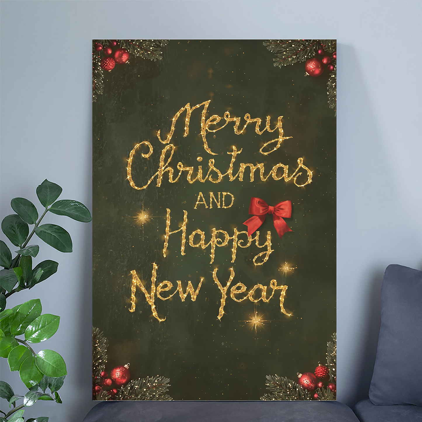 Christmas New Year Sign: Festive Holiday Wall Art Poster, One Sheet Wall Size 24''x36''