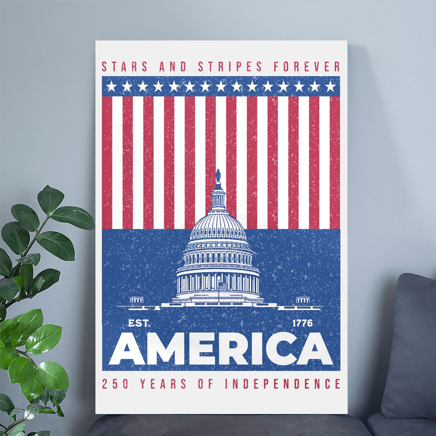 America 250 Wall Art, Patriotic Wall Decor, 4th of July Wall Art, Stars and Stripes Poster, 250th Anniversary America Print #3