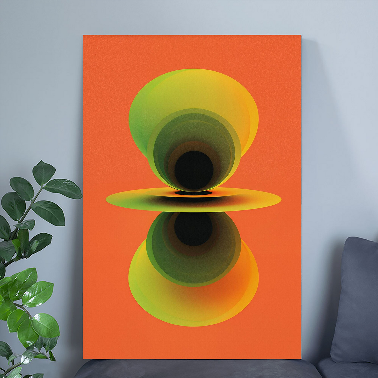 Retro Abstract Wall Art – Vibrant Orange Green Poster | 70s Aesthetic Print for Modern Interiors