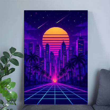 Neon Skyline 1984 – Retro City Glow Poster