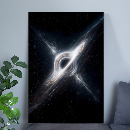 Cosmic Black Hole Poster, Space Galaxy Wall Art, Stellar Black Hole with Light Rings