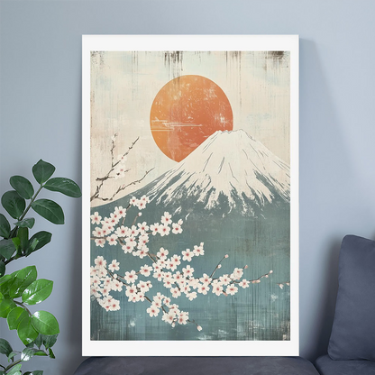 Mount Fuji Print: Japanese Sunrise Landscape Art for Minimalist and Japandi Interiors