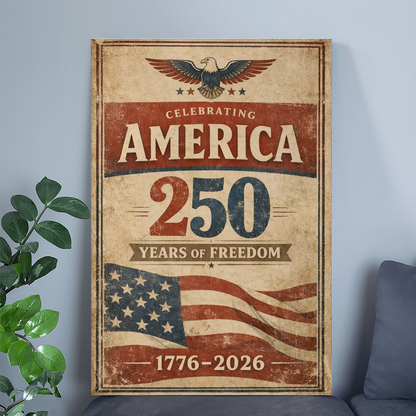 America 250 Years Poster | Framed Vertical Poster, 1776-2026 Patriotic Wall Art