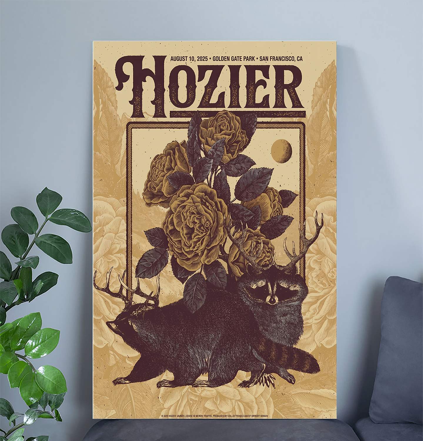 Music Poster Hozier San Francisco August 10 Show Tour 2025 Poster Size 24''x36''