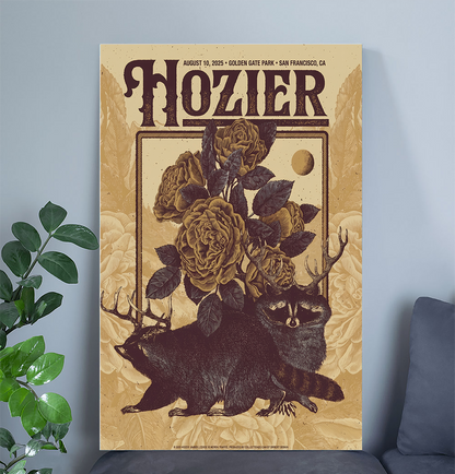 Music Poster Hozier San Francisco August 10 Show Tour 2025 Poster Size 24''x36''