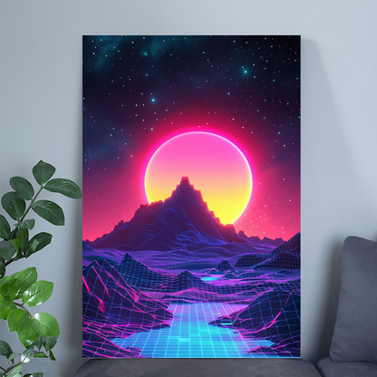Retro Wave Blue and Purple Vibrant Color Tones Poster