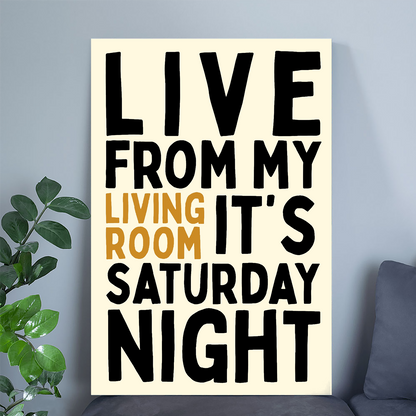 Live From My Living Room | Funny Apartment Poster | Modern Home Decor | Funky Retro Poster | Typography Print