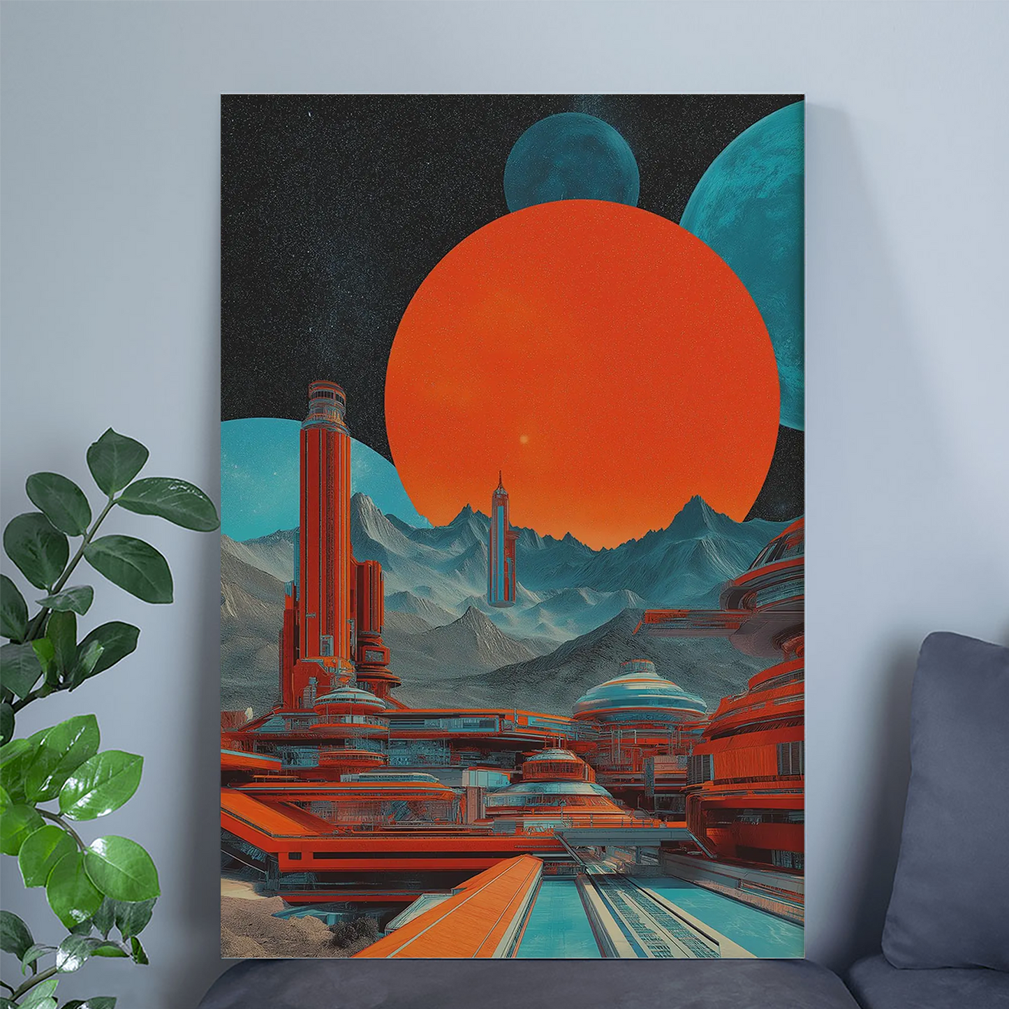 Retro Futuristic City Wall Art - Alien Planet Poster