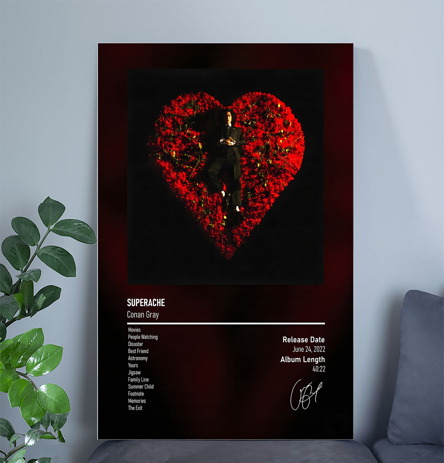 Conan Gray Superache Album Poster, One Sheet Wall Size 24''x36''