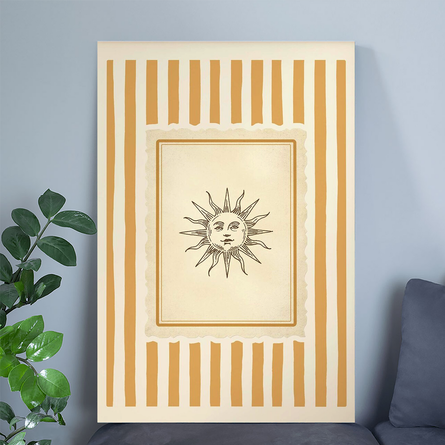 Celestial Sun and Moon Boho Minimalist Art Poster or Canvas Print, Starry Night Poster