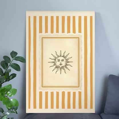 Celestial Sun and Moon Boho Minimalist Art Poster or Canvas Print, Starry Night Poster