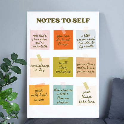 Notes To Self Motivational Quotes Print, Inspirational Artwork, Motivation Printable Art, Poster Office Decor