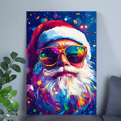 Christmas Decor- Santa Claus in Sunglasses Wall Art Poster, One Sheet Wall Size 24''x36''