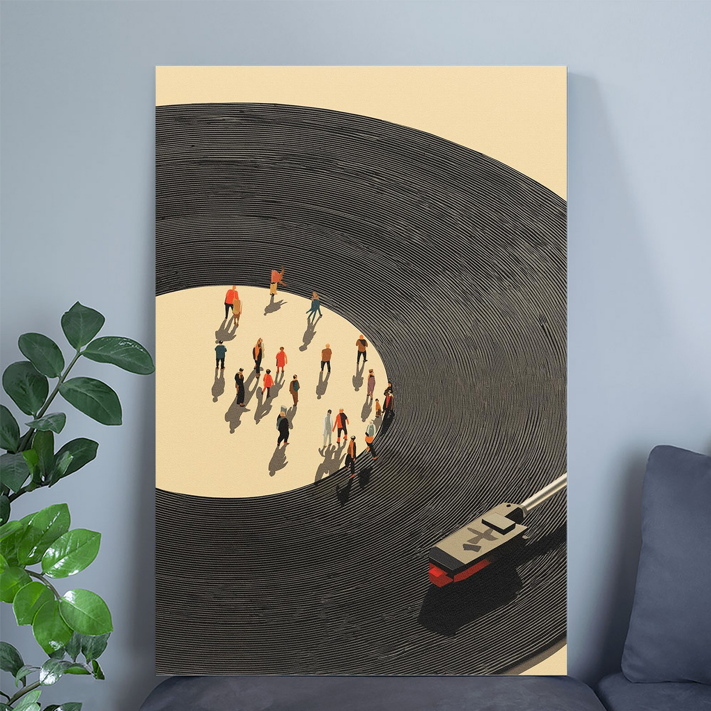 Minimalist Vinyl Record Art, Abstract People Poster, Scandinavian Modern Wall Print