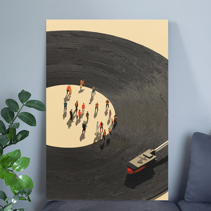 Minimalist Vinyl Record Art, Abstract People Poster, Scandinavian Modern Wall Print