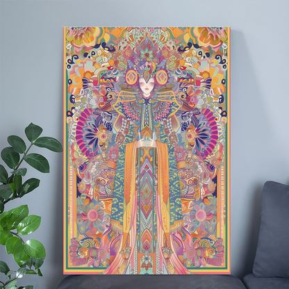 Mystical Goddess Art Print: Psychedelic Mandala Poster