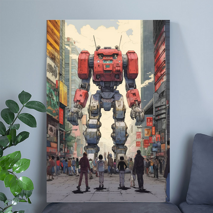 Futuristic Mecha Robot Poster: Cyberpunk Sci-Fi Poster