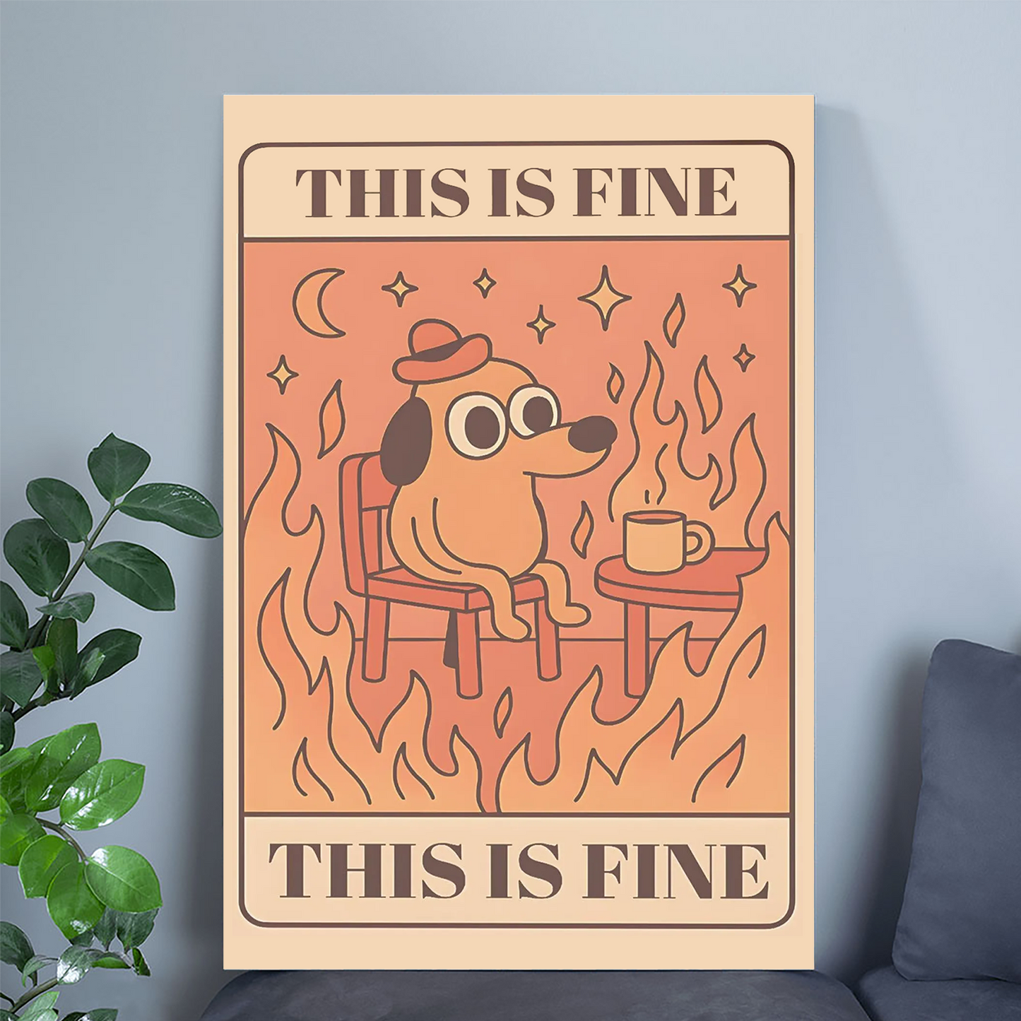 This is fine Surreal Meme Poster Printable – Everything Is Fine Wall Art – Funny Dorm Room Decor