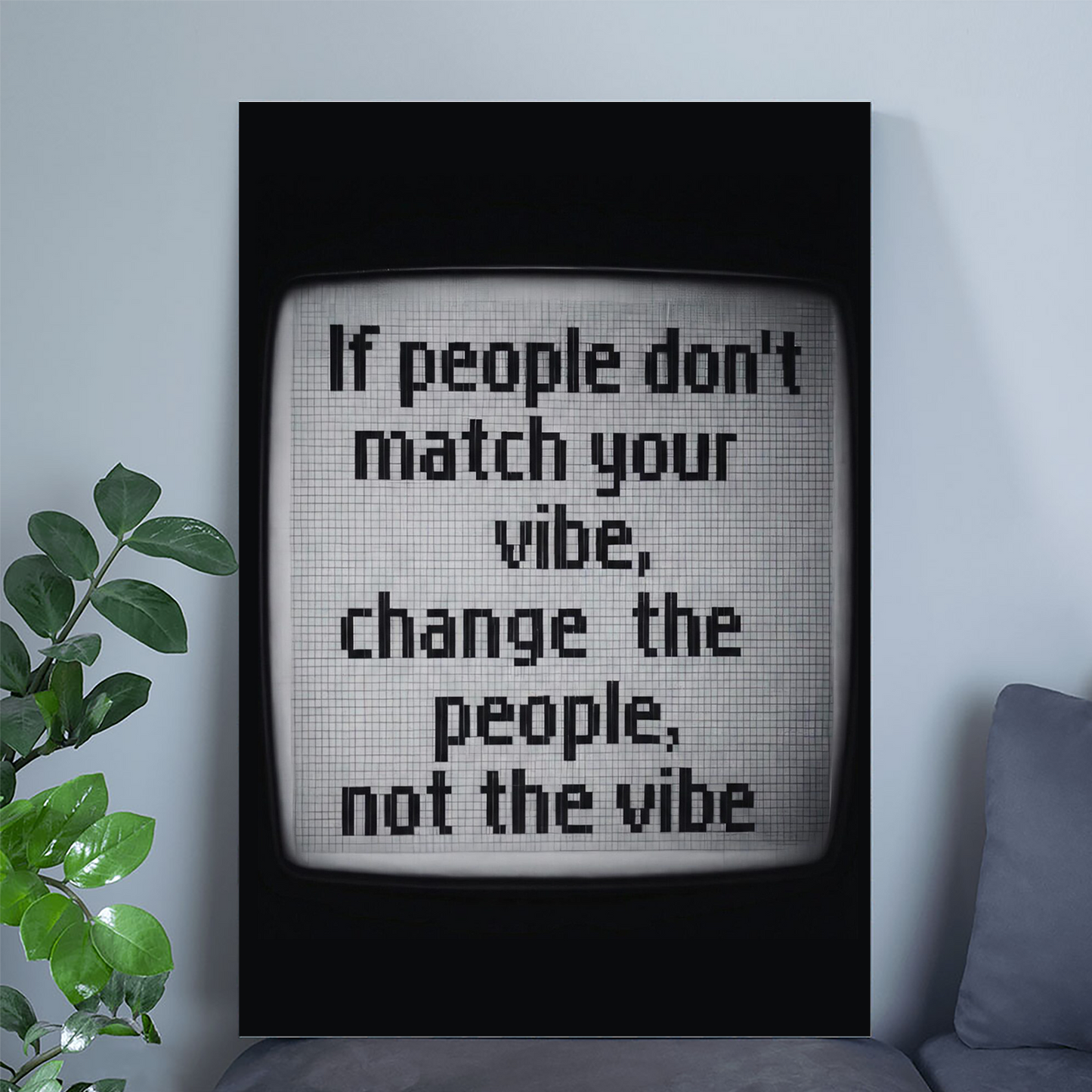 Retro Pixel Art Quote Print, Y2K Aesthetic Wall Art, Glitch TV Screen Poster, Funny Vibe Definition, Trendy Dorm Decor