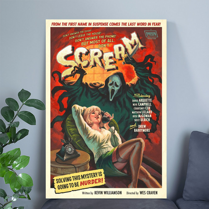 Movie Poster- Vintage Scream Movie Poster, Wes Craven 1966 Film Wall Art Poster Size 24''x36''