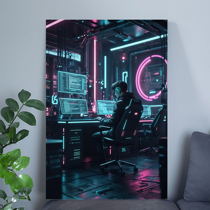 Cyberpunk Hacker Poster – Neon Futuristic Poster