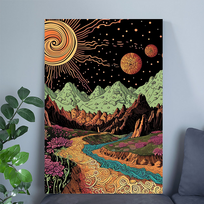 Psychedelic Mountain River Art | Cosmic Inspired Poster