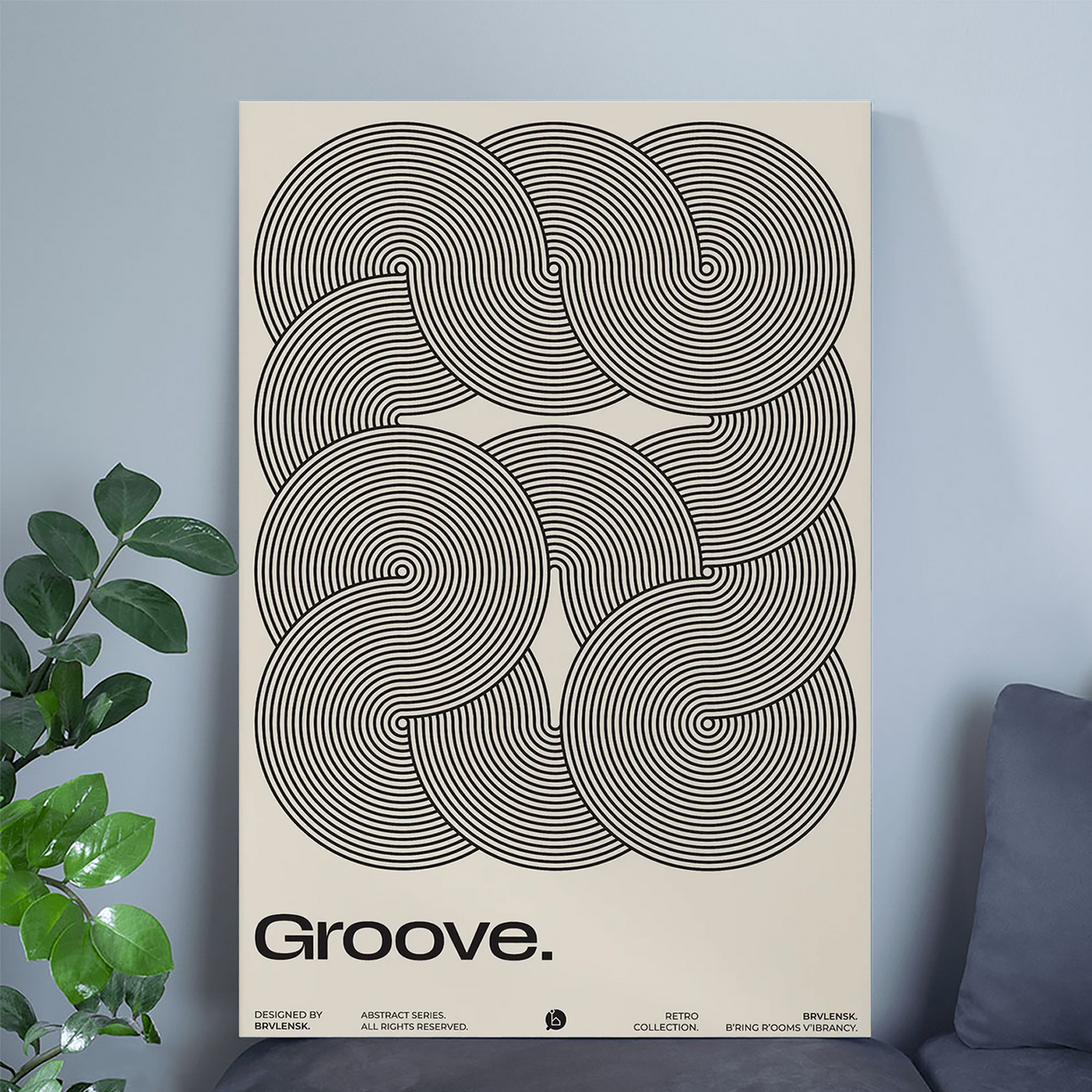 Groove Wall Art Print, Psychedelic Poster, 70s Retro Wavy Line Art, Mid Century Modern