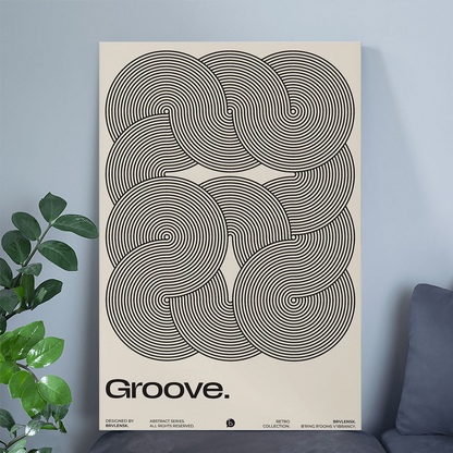 Groove Wall Art Print, Psychedelic Poster, 70s Retro Wavy Line Art, Mid Century Modern