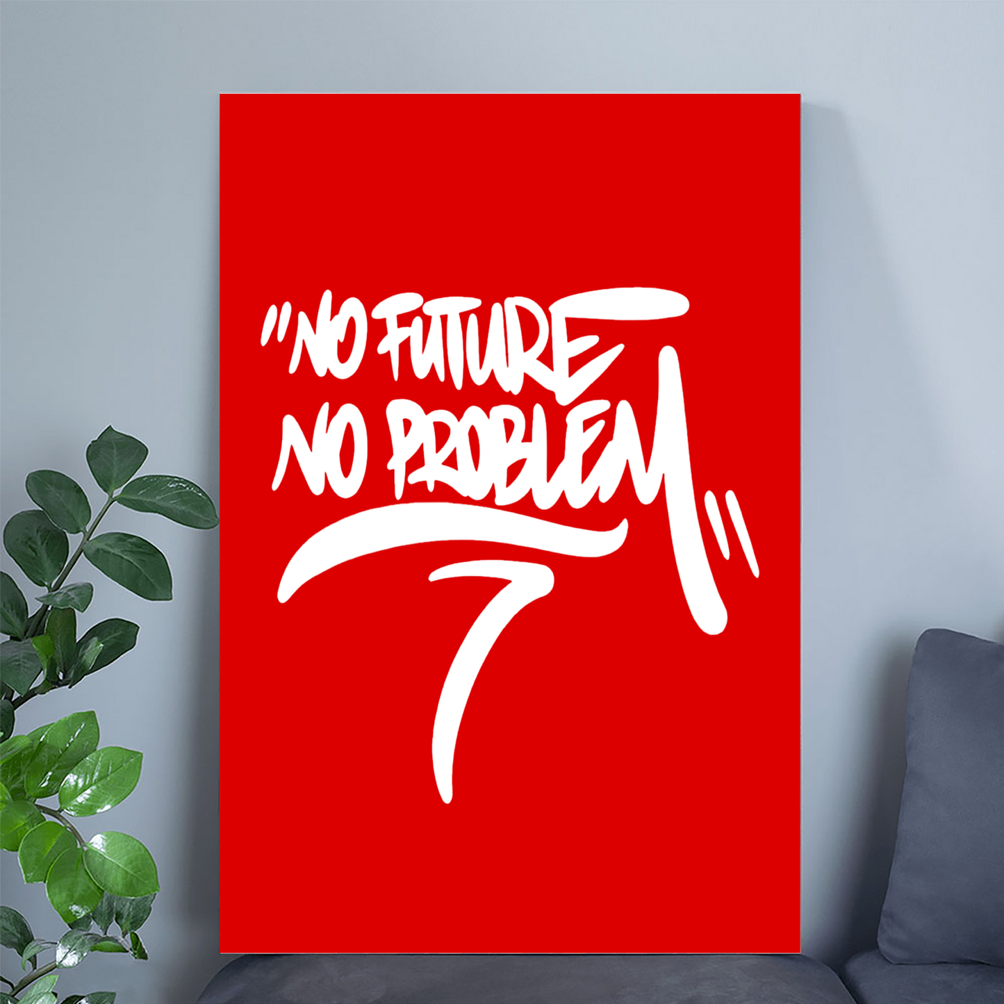 No Future No Problem Poster, Punk Quote Wall Art, Red Typography Print, Modern Statement Art